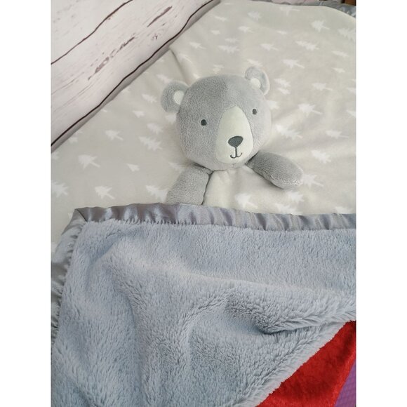 Cloud Island Large Bear Baby Lovey Security Blanket Gray Tree Print 30x30 - Picture 5 of 7